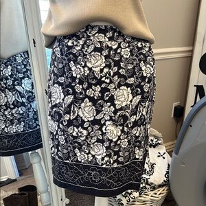Floral Black and White Women's Wrap Skirt